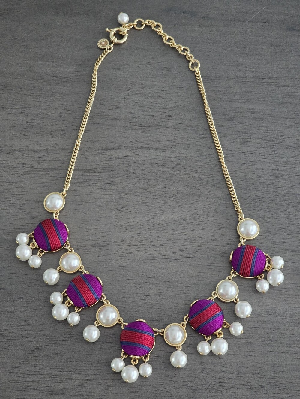 Talbots Bright Side Gold-tone Faux Pearl Ajustable Statement Necklace